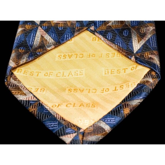 Robert Talbott Best of Class Brown Blue Geometric 100% Silk Men's Designer Tie - Picture 3 of 5